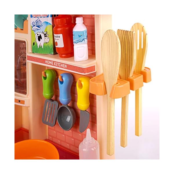Kinderplay Kinderküche, Spielküche – Küche Spielzeug, Licht, Ton, Wasser, Wasserdampf Kochen Imitierend, 42 Accessoires… – Bild 6