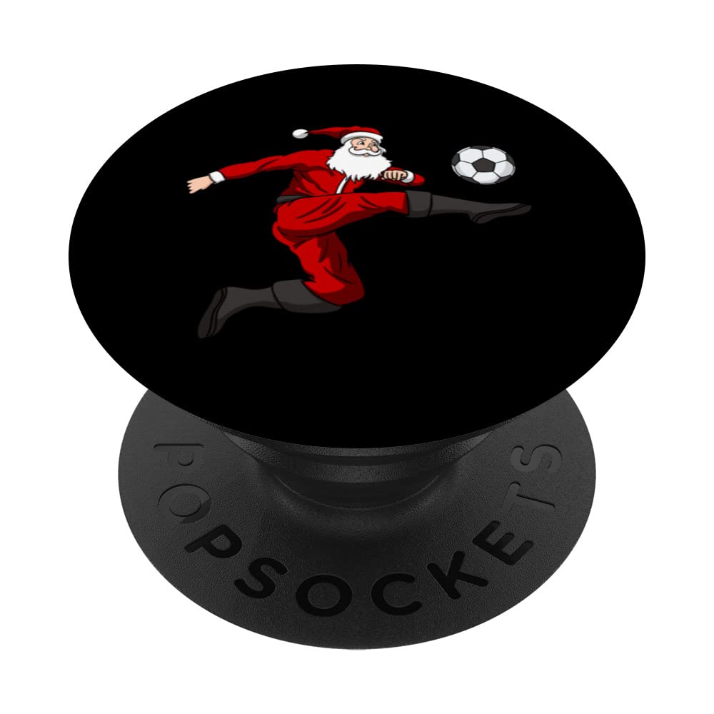Christmas Soccer Santa Claus Kicking Ball Sport Player Xmas PopSockets Swappable PopGrip