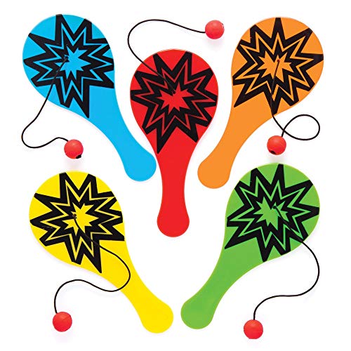 Baker Ross Mini Plastic Paddle Ball and Bat (Pack of 5) Fun Paddle Ball Game Perfect for Party Favours - Thumbnail 2