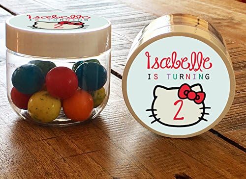 Set of 6 - Hello Kitty Label Favor Jars // Birthday Party Favors // 6 oz Plastic Favor Jars // Hello Kitty Favors // Kids Birthday Favors