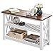 FurniChoi Console Table, Farmhouse Sofa Table for Living Room, Hallway Entryway Table with Storage Shelf, White and Brown