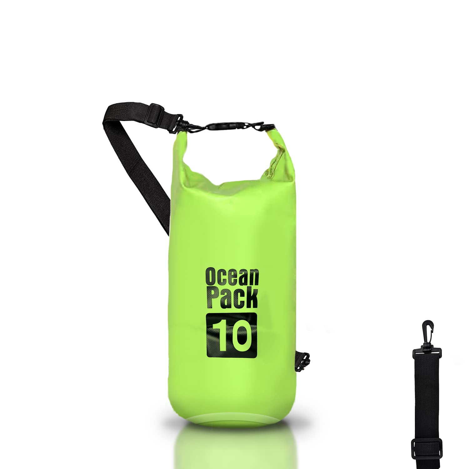 Dry Bag, Waterproof Backpack, Roll Closure and Shoulder Strap, Waterproof Mobile Phone Bag and Waist Bag for Sea Boat Fishing Rafting Beach Water Sports, green, 10l, Waterproof bag