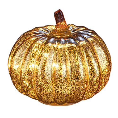 denlix Mercury Glass Pumpkins Lights, 5.5 Inches Decorative Pumpkin Decor, Battery Operated with Timer, Fall Autumn Tables Centerpieces Decoration for Home - Thumbnail 7