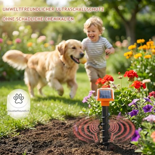 Mole Repeller Pack of 2 Mole Repellent Dual Solar Mole Repellent for Garden Vole Repellent IP54 Waterproof Against Vole & Mole