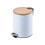 AWENN Stainless Steel Trash Can with Wooden Effect