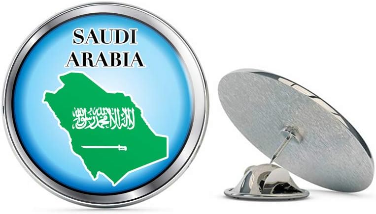 Leyland Designs Saudi Arabia Map Flag Silver Medal Metal 0.75" Lapel Hat Pin Tie Shirt Backpack Tack Pinback