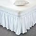 Cozylife Three Fabric Sides Wrap Around Elastic Solid Bed Skirt, Easy On/Easy Off Dust Ruffled Bed Skirts 16 Inch Tailored Drop (White, Twin)