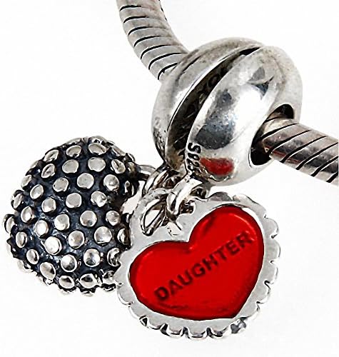 Hoobeads 1 Pair Mother&Daugther Dangle Charm Enamel 925 Sterling Silver Charms Pandora Bracelets Compatible Best Gift On Mother's Day,Birthday,Christmas Day (Red Enamel)