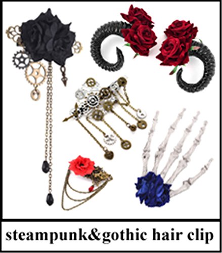 Xiaolanwelc Handmade Steampunk Elk Horn Headbands Rose Lace Veil Deer Antler Headband Fancy Dress Costume Headdress Gothic