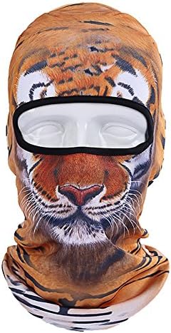 Thin 3D Animal Headgear Hat Head and Neck Cover Quick Dry Anti UV Windproof Mask Tiger