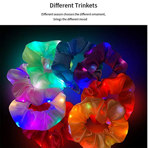 Hair Band, Fashion Tie-Dye Velvet Scrunchies with Hidden Pocket with LED Lamp Night Hairband for Halloween (D)