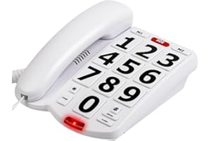 Orqoou Big Button Phone for Elderly Seniors, Home Land Line Phone One Key for Help Telephone for The Visually Hearing Impaire