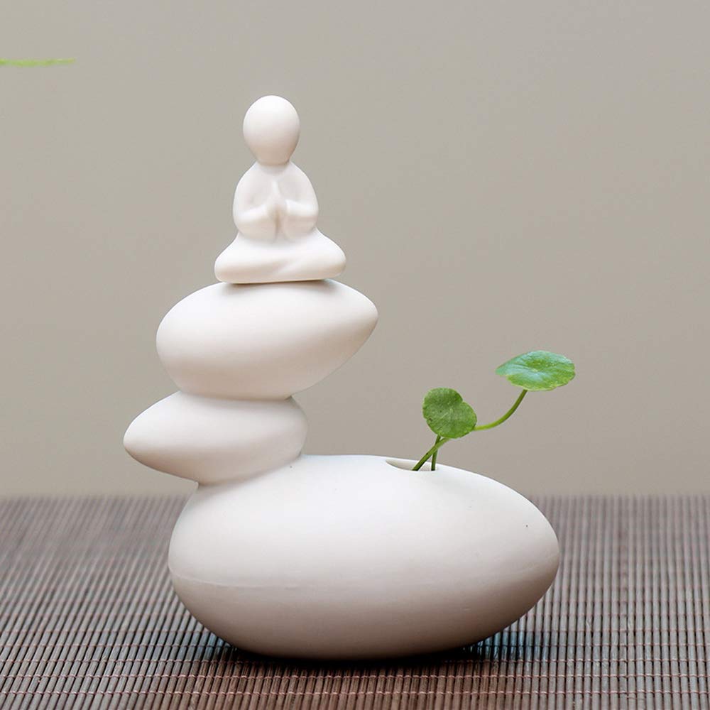 KJYHXX Creative Simple Ceramic no Phase Buddha Figure Monk hydroponic Flower Arrangement Device Home Office Desktop Small Ornaments (01)