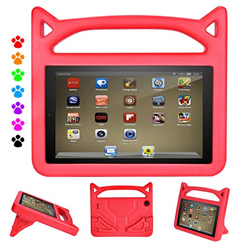 Amazon Fire 7 case-Dinines Light Weight Shock Proof Handle Kids Case for Amazon Kindle Fire 7 Tablet (Compatible with 9th Generation 2019/5th Generation 2015 / 7th Generation 2017)(Red)