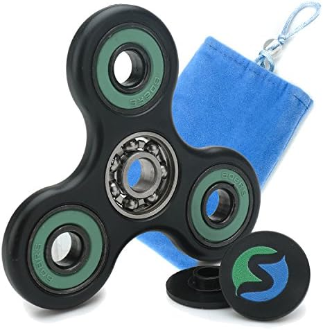 Smartlif Premium Fidget Toy- High-End Stress Relief Toy For Kids &amp; Adults- Fiddle Sensory Toy For Anxiety- Best Finger Adhd Fidget Desk Toy To Fight Stress, Enhance Concentration (Black+Green)
