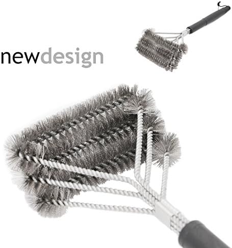 BBQ Grill Brush 18" - new design Grill Scraper, made of 304 stainless steel, Galvanized Wire 3 BBQ Brushes in 1 Coersagic Barbecue Grill Cleaning Brushes
