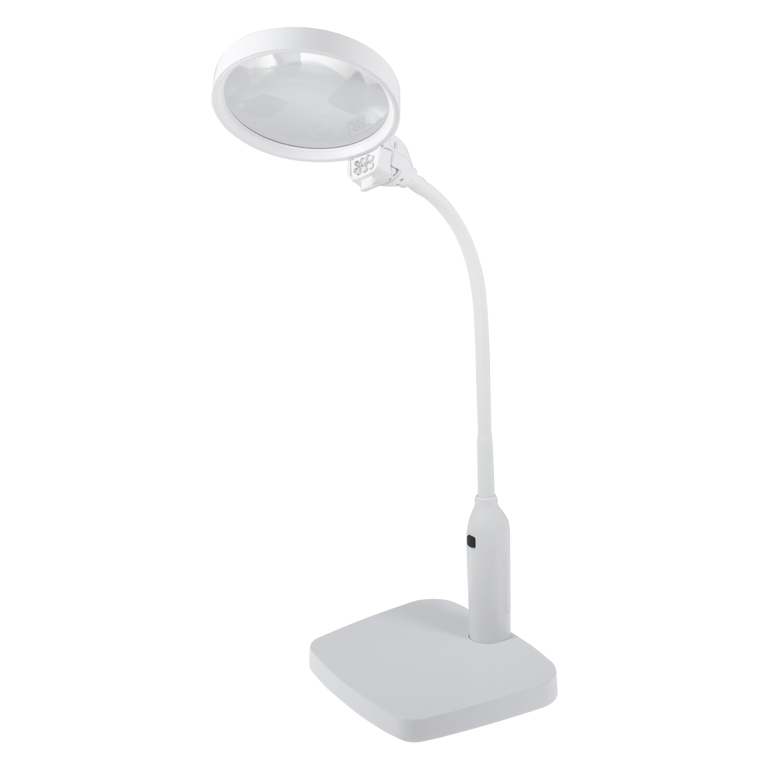 PURElite Multi-Use LED Magnifying Lamp White, 1.8X and 3X Magnifier with Table Base and Clamp, Rechargeable USB-C or Mains Powered Daylight Task Light — image 1
