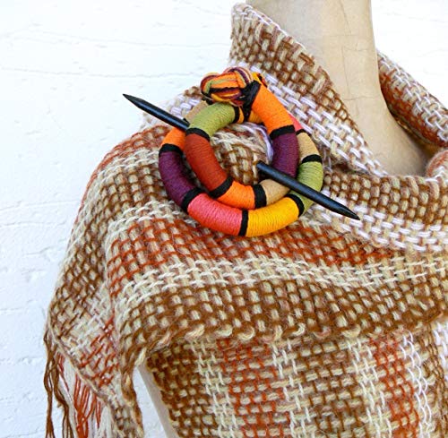 Thick hair barrette Ethnic slide for women Geometric bun holder Stick Fascinator Round Shawl brooch