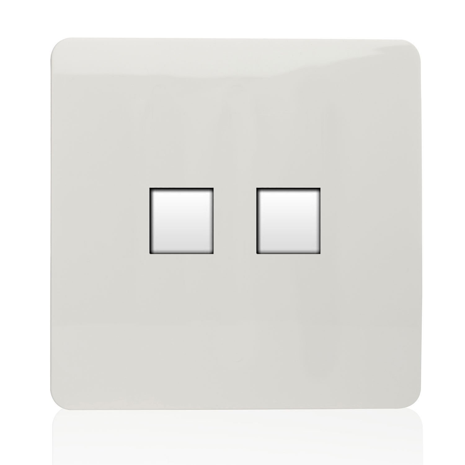 Trendi Artistic Modern Glossy Telephone Socket + PC Socket White TLP-PCWH
