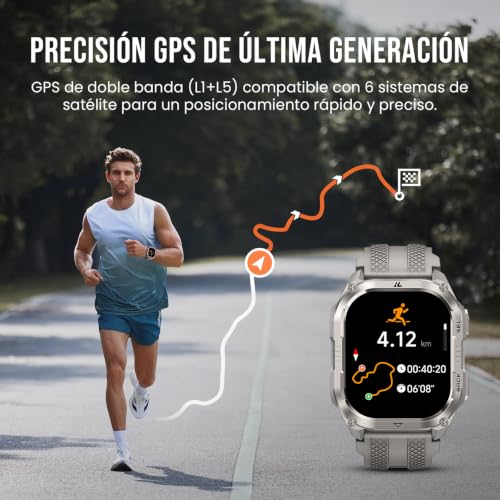 KOSPET Pulse 2 Smartwatch with GPS, 5 ATM and IP69, 15 Days Battery | AMOLED Military Smartwatch 1.96 Inch Heavy Duty LED Flashlight 170+ Sports Heart Rate Sleep for Android iPhone