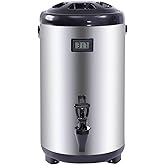 Insulated Beverage Dispenser - 12L/3.2 Gallon 304 Stainless Steel Hot Drink Dispenser with Spigot for Coffee, Tea, Water, and Milk - Ideal for Buffets, Hotels, and Outdoor Camping