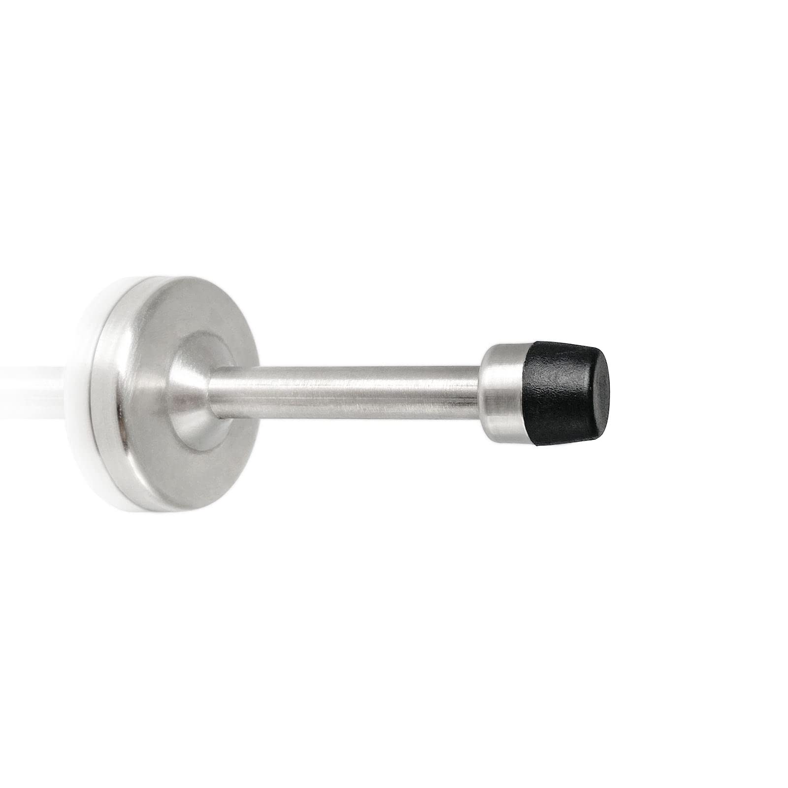 Door Stopper, 4 Inch Door Stop Wall Mount with Rubber Bumper Tips, Stainless Steel Doorstop for Skirting Indoor Outdoor, Brushed Nickel, 100mm