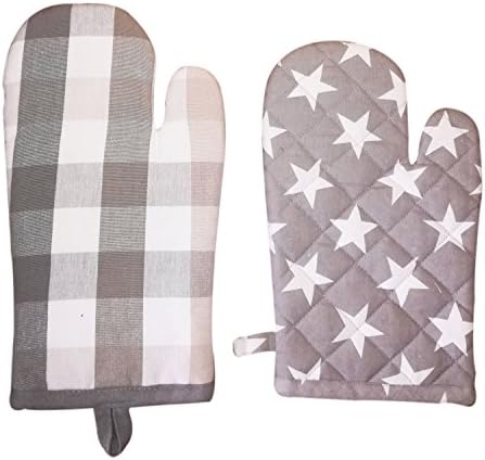 Giggy Mint Abstract Cotton Oven Glove Multi Color Set of 2, Mixed Design