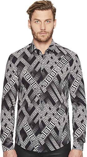 Versace collection men s long sleeve botton down nero/s…