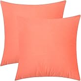 Rythome Set of 2 Comfortable Throw Pillow Cover for Bedding, Decorative Accent Cushion Sham Case for Couch Sofa, Soft Solid Velvet with Zipper Hidden - 18"x18", Living Coral