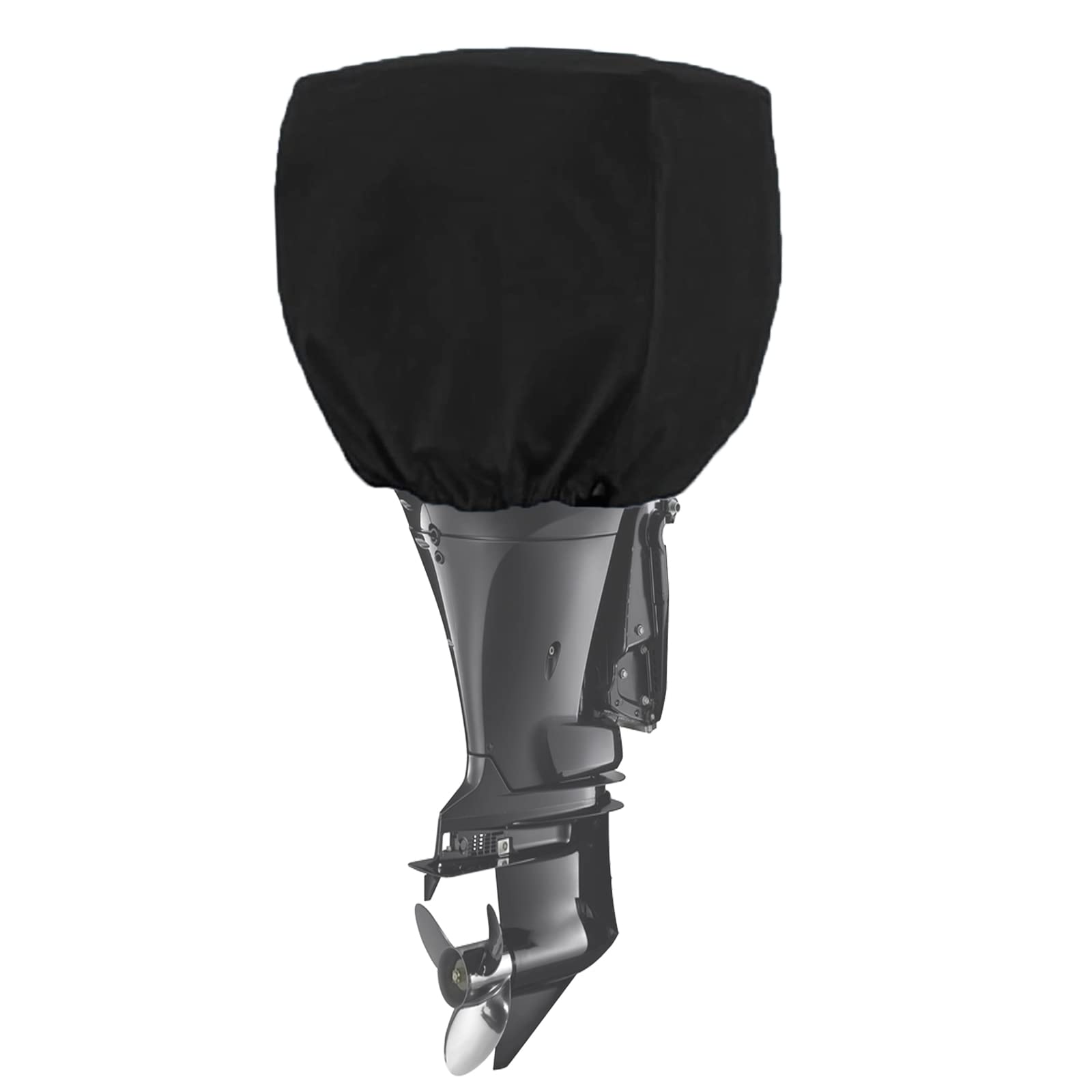 COCO Yacht Boat Engine Outboard Motor Cover Up to 115-225 Horsepower-Trailerable Heavy Duty Water, Mildew, and UV Resistant with Thick Polyester Fabric (Black, 115-225)