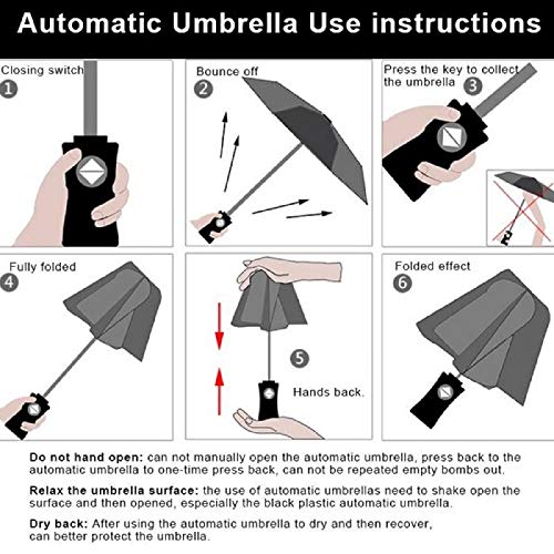 Travel Umbrella Compact Auto Open Close Sun Rain Folding Umbrella with Sleeve Black - Thumbnail 4