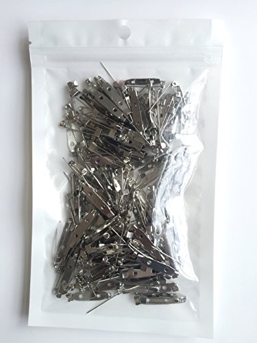144PCS IFfree 2-Hole Brooch Badge,Metal Brooch Badge Locking Findings Back Safety Catch Bar Pin-30mm.