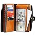 Itslife Women's RFID Blocking Large Capacity Luxury Wax Genuine Leather Cluth Wallet Ladies Card Holder (Tan RB)
