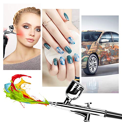 COSSCCI Upgraded Airbrush Kit, Portable Auto Mini Air Brush Gun with Compressor Kit Quiet Air Brush Painting Kits for Cake Decorating Makeup Art Nail Model Painting Tattoo Manicure (Black)