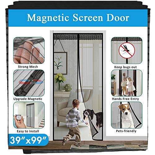 Magnetic Screen Door Cover IKSTAR Double Mesh Curtain with Full Frame Hook&Loop Instant Mesh Door for Front Door and Home Outside Kids/Pets Walk Through Easily Fit Door Size Up to 36"x98" Max - Thumbnail 7