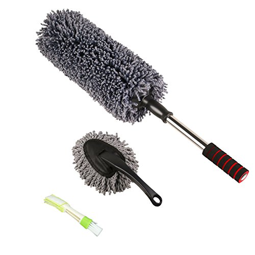 Car Duster Kit, Set of 3, UPRA Upgraded Ultra Soft Microfiber Set, Lint free, Extendable Handle, 32.6 inches, Multipurpose Functional for Interior, Exterior, Auto, Truck, SUV, RV, Motorcycle