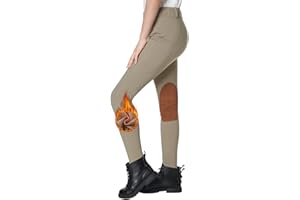 beroy Kids Fleece Lined Horse Equestrian Riding Pants Breeches Winter Girls Boys Knee Patch Horseback Pant with Pockets
