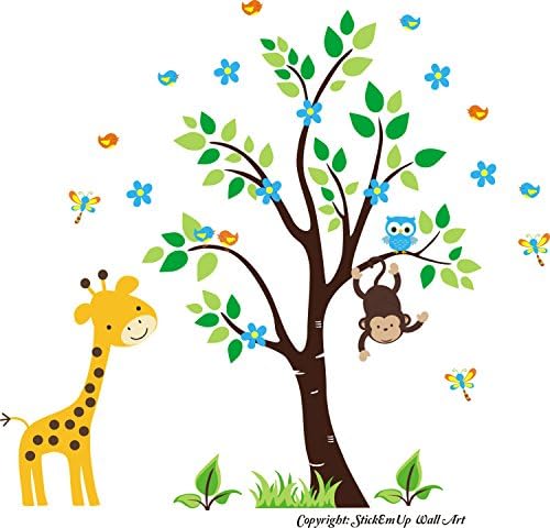 Baby Nursery Kids Children's Wall Decals: Safari Jungle Animals Wildlife Themed 86" tall X 86" wide (Inches): Repositionable Removable Reusable Wall Art: Better than vinyl wall decals: Superior Material