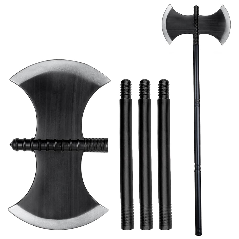 Boland Medieval Axe 106cm Adjustable 3 Parts Knight Executioner Fancy Dress Halloween Dress Up Accessory Weapon Plastic Novelty One Size (Grey)