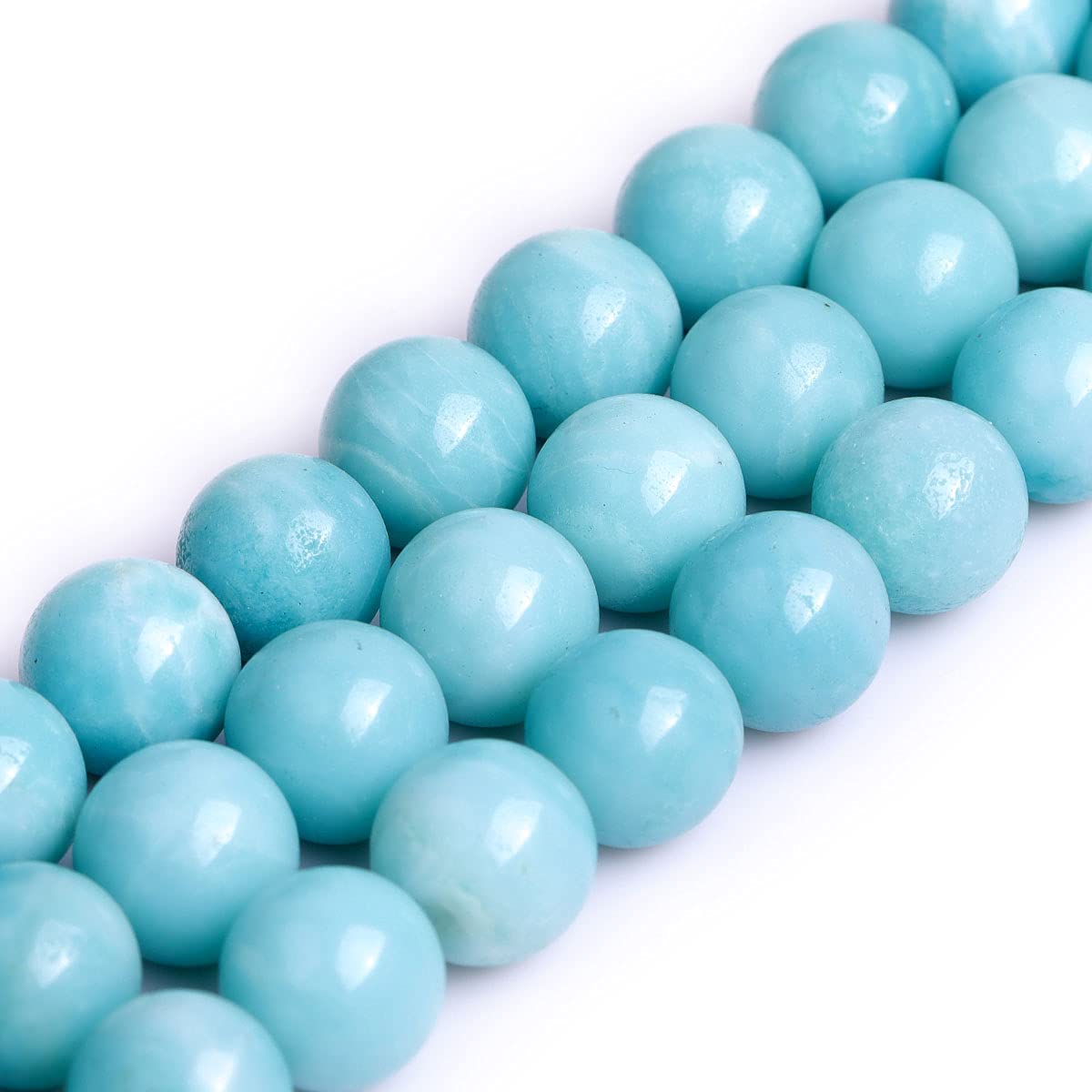 Gem-Inside Natural AAA Grade Blue Amazonite Stone 14mm Round Beads for Jewellery Making Strand 15" 26 pcs Beaded Semi Precious Gemstone DIY Handmade Craft Supplies