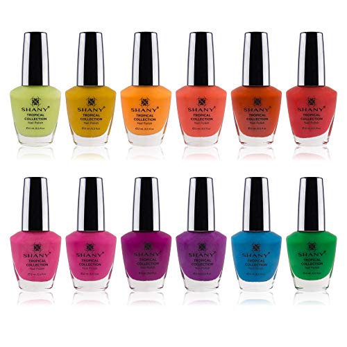 SHANY Tropical Collection Nail Polish Set - 12 Island-Inspired Shades with Gorgeous Semi-Glossy and Shimmer Finishes in Bright and Neon Colors