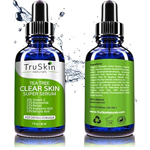 Tea Tree Clear Skin Serum, Age-Defying formula for acne-prone skin with 20% Vitamin C, Retinol, Niacinamide, Salicylic Acid & Hyaluronic Acid for Blemish-Free, Soft, Radiant, Youthful Skin. 1oz Beauty & Personal Care, Skin Care, Face, Treatments & Masks, Serums