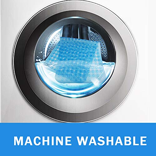 Wimaha Non Slip Bathtub Mats Long (34.5 x 15.5) Shower Bath Mat for Bathroom Tub Stall, Machine Washable, Ideal for Kids Elderly Baby, Clear Blue