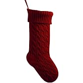 meioro 18 Inches Christmas Stockings, Large Size Cable Knitted Xmas Stocking for Kids, Fireplace Hanging Stockings for Family Holiday Party Decorations (Burgundy)