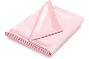 NSGZ 60" x 80" Satin Duvet Cover for Weighted Blanket, Luxury Silky Removable Satin Weighted Blanket Cover with 8 Ties Secure Fastening, Pink