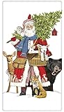 Woodland Nature Santa 100% Cotton Flour Sack Dish Tea Towel - Mary Lake Thompson 30