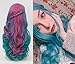 Alacos Rainbow Color Long Curly Braid Wig, 25 Inches Gothic Lolita Anime Cosplay Wig, Christmas Costume Wig for Women +Free Wig Cap (Turquoise Mix Purple Pink Green)
