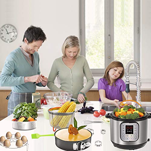 25 pieces Pressure Cooker Accessories Set Compatible with Instant Pot 6 qt 8 Quart- Steamer Basket, Springform Pan, Stackable Egg Steamer Rack, Egg Beater, Silicone Trivet Mats & More
