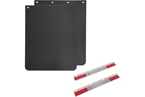 ASTAMOTOR 24"x30" Black Polymer Mud Flaps and 24"x3" Mud Flap Reflector Reflective Tape Fit for Semi Trucks Trailers, 2 Pack