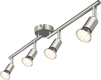 Defurhome Rotatable LED Ceiling Light 4x4W GU10 Warm White Matte Nickel